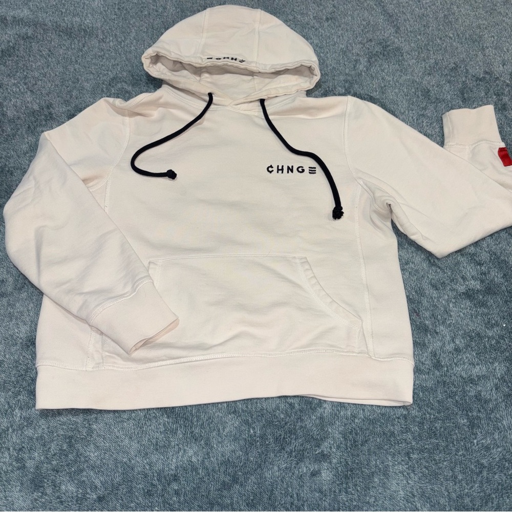 CHNGE “Power of Love” Hooded Sweatshirt In Ivory and Black Size XXS